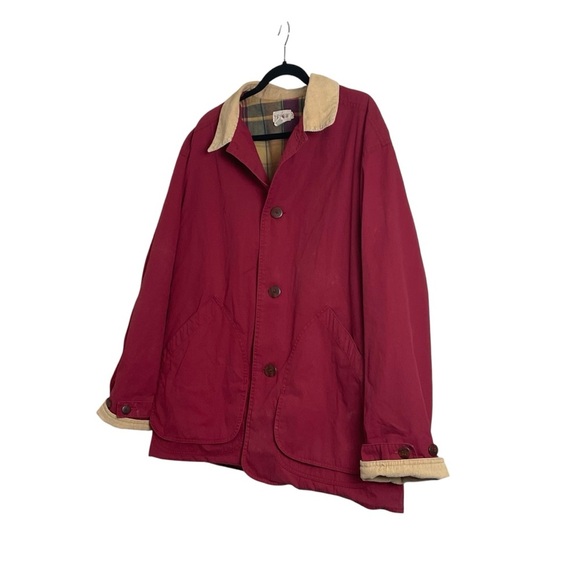 J.CREW 90's field jacket Size: L Red Men Red Jacket with Beige Collar - Picture 1 of 10